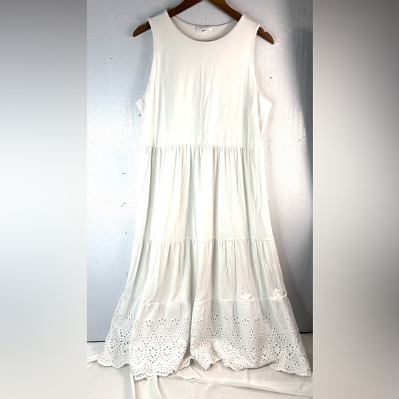 Charter Club XL Tiered Eyelet Sleeveless Classic White Dress - Picture 7 of 7